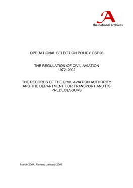 OSP26: the Regulation of Civil Aviation 1972-2002