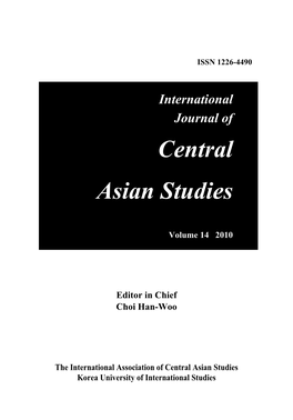 Central Asian Studies Korea University of International Studies International Journal of Central Asian Studies Volume 14 2010