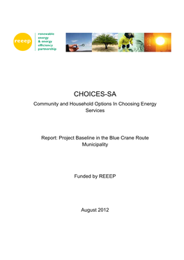 Choices SA: Project Baseline in the Blue Crane Route Municipality