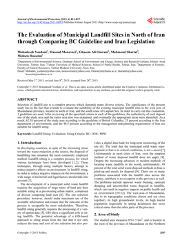 The Evaluation of Municipal Landfill Sites in North of Iran Through Comparing BC Guideline and Iran Legislation