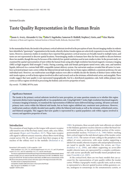 Taste Quality Representation in the Human Brain