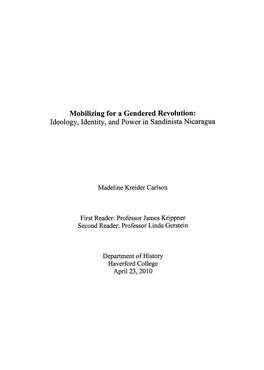 Mobilizing for a Gendered Revolution: Ideology, Identity, and Power in Sandinista Nicaragua