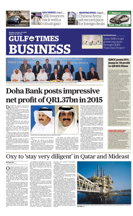 Doha Bank Posts Impressive Net Profit of QR1.37Bn in 2015