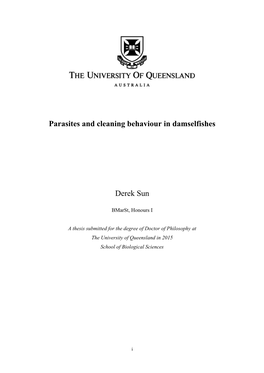 Parasites and Cleaning Behaviour in Damselfishes Derek