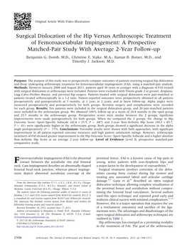 Surgical Dislocation of the Hip Versus Arthroscopic