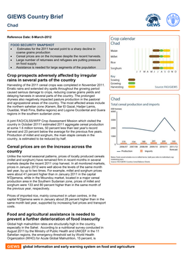 GIEWS Country Brief