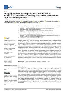 Interplay Between Neutrophils, Nets and T-Cells in SARS-Cov-2 Infection—A Missing Piece of the Puzzle in the COVID-19 Pathogenesis?