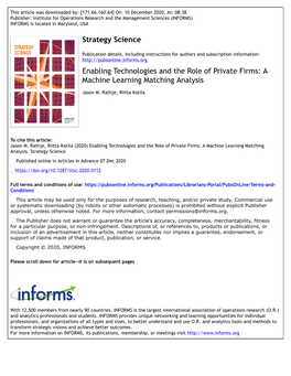 Enabling Technologies and the Role of Private Firms: a Machine Learning Matching Analysis