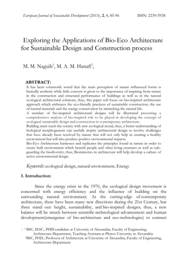 Exploring the Applications of Bio-Eco Architecture for Sustainable Design and Construction Process