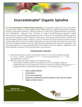 Sourcestainable® Organic Spirulina Highlights