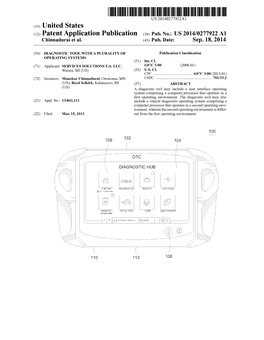 (12) Patent Application Publication (10) Pub. No.: US 2014/0277922 A1 Chinnadurai Et Al