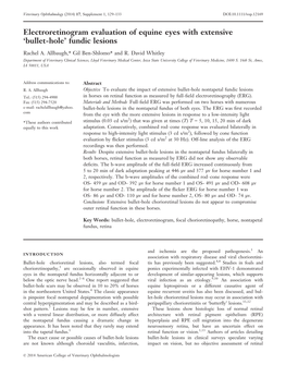 Electroretinogram Evaluation of Equine Eyes with Extensive ‘Bullet-Hole’ Fundic Lesions