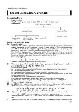 Electronic Effect: Introduction the Effect Which Appears Due to Electronic Distribution Is Called Electronic Effect