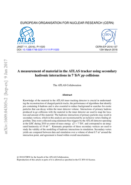 A Measurement of Material in the ATLAS Tracker Using Secondary Hadronic Interactions in 7 Tev Pp Collisions