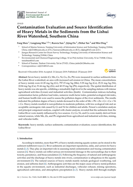 Contamination Evaluation and Source Identification of Heavy Metals in the Sediments from the Lishui River Watershed, Southern Ch
