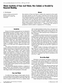 Climate Sensitivity of Franz Josef Glacier, New Zealand, As Revealed by Numerical Modeling