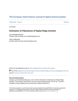 Orientation of Paleostress of Raplee Ridge Anticline