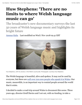 Huw Stephens: 'There Are No Limits to Where Welsh Language Music Can
