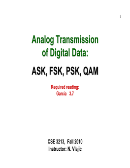 Analog Transmission of Digital Data: ASK, FSK, PSK