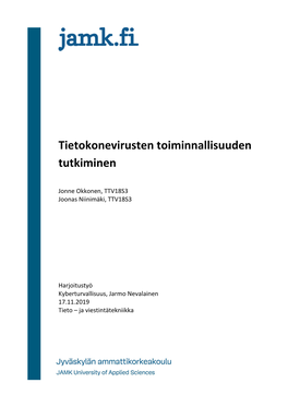 Tietokonevirusten Toiminnallisuuden Tutkiminen