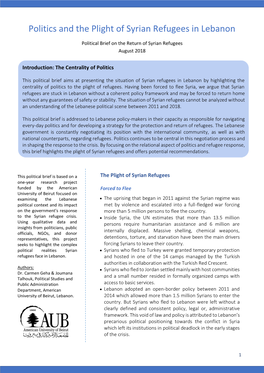 Politics and the Plight of Syrian Refugees in Lebanon
