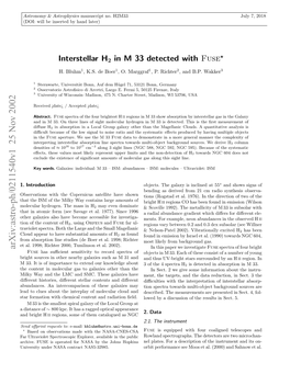 Interstellar H2 in M 33 Detected with Fuse