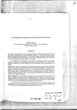 Geochemistry, Mineralogy and Microfabric of Soils