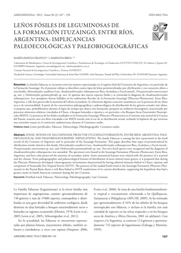Leños Fósiles De Leguminosas De La Formación Ituzaingó, Entre Ríos, Argentina: Implicancias Paleoecológicas Y Paleobiogeográficas