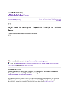 Organization for Security and Co-Operation in Europe 2012 Annual Report