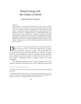 Deep Ecology and the Culture of Death