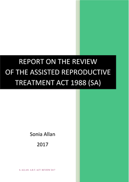 Report on the Review of the Assisted Reproductive Treatment Act 1988 (Sa)