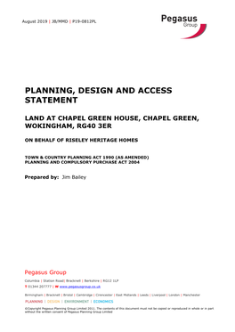 Planning, Design and Access Statement