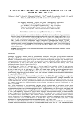 Mapping of Heavy Metal Contamination in Alluvial Soils of the Middle Nile Delta of Egypt