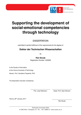 Thesis: Supporting the Development of Social-Emotional Competencies