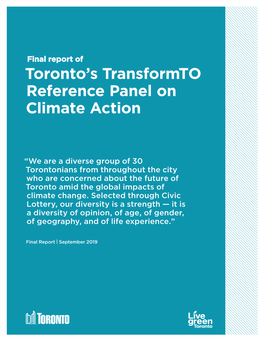 Final Report of Toronto's Transformto Reference Panel on Climate Action