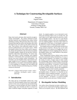 A Technique for Constructing Developable Surfaces