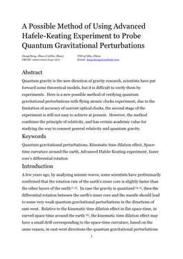 A Possible Method of Using Advanced Hafele-Keating Experiment to Probe Quantum Gravitational Perturbations