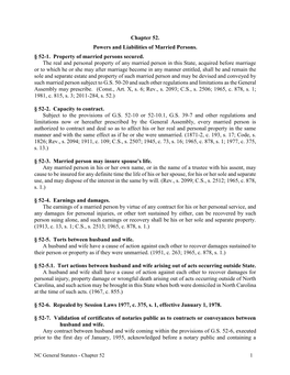 Chapter 52. Powers and Liabilities of Married Persons