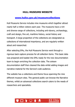 Hull Museums Website