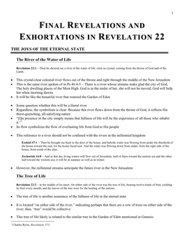 Final Revelations and Exhortations in Revelation 22