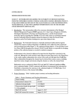 CENWS-ODS-ND MEMORANDUM for RECORD February 8, 2018