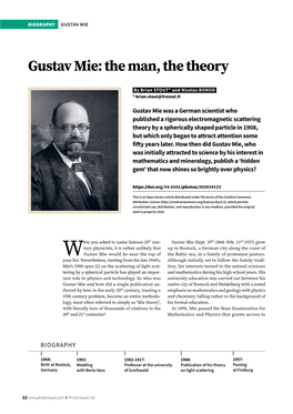 Gustav Mie: the Man, the Theory