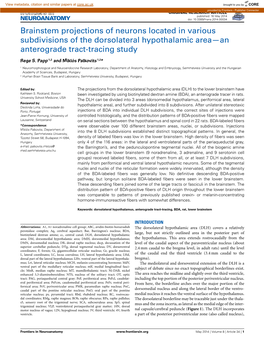 Brainstem Projections of Neurons Located in Various Subdivisions of the Dorsolateral Hypothalamic Area—An Anterograde Tract-Tracing Study