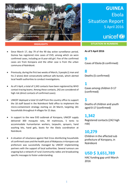 GUINEA Ebola Situation Report