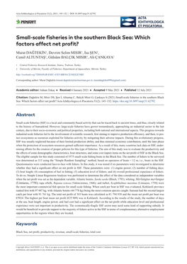 Small-Scale Fisheries in the Southern Black Sea: Which Factors Affect Net Profit?