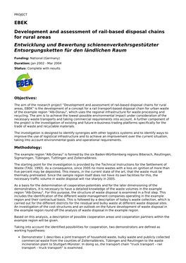 EBEK Development and Assessment of Rail-Based Disposal Chains For