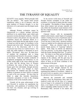 The Tyranny of Equality