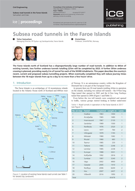 Subsea Road Tunnels in the Faroe Islands