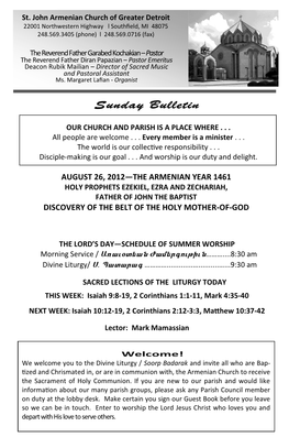 August 26Th Bulletin