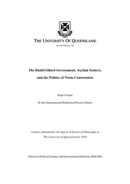 The Rudd/Gillard Government, Asylum Seekers, and the Politics of Norm